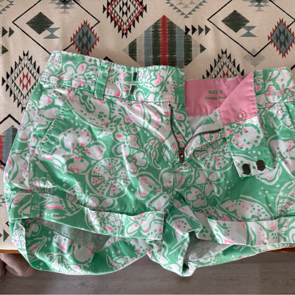 Lilly Pulitzer Mint and Pink Floral Women's Shorts